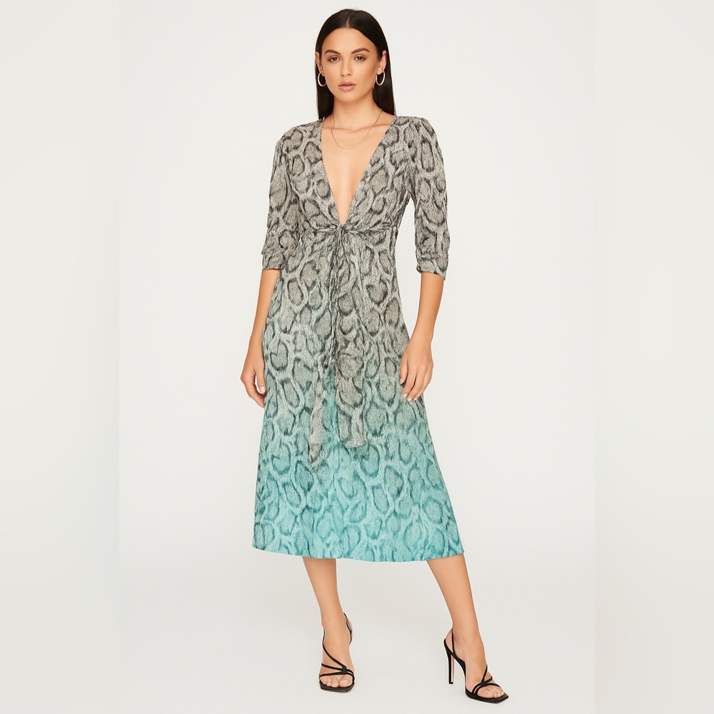 AFRM Ombre Snake Print Maxi Dress Green Black Sz. Small